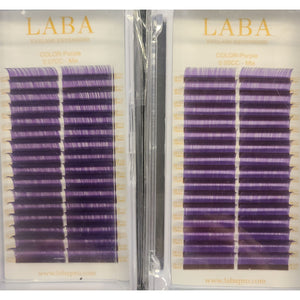 LABA VOLUME Purple  EYELASH EXTENSIONS-16 Row Full Trays (Mixed Length-0.05x8-14mm)