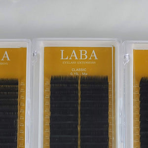 LABA CLASSIC Eyelash Extensions "L" Curl  Mixed Length Trays 0.10mm and 0.15mm