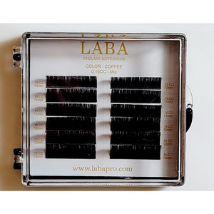 LABA CLASSIC COLOR EYELASH EXTENSIONS .15mm MIXED-LENGTH TRAYS