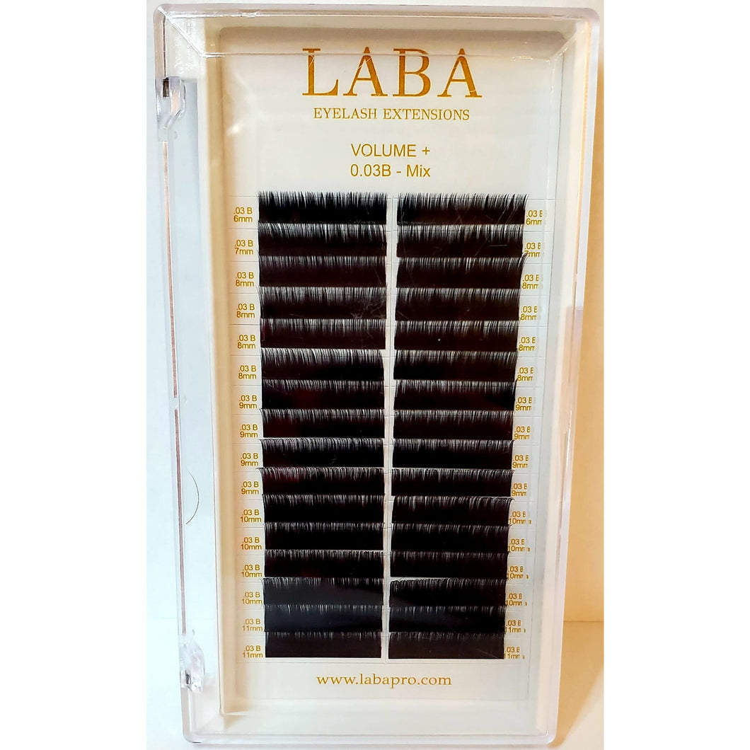 LABA VOLUME+ Eyelash Extension Mixed-Length Trays 0.03mm